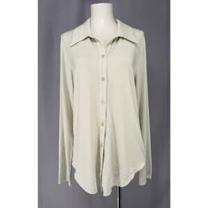 Wilfred Shirt Womens Large Green Tencel Lyocell Button Front Long Sleeve Top